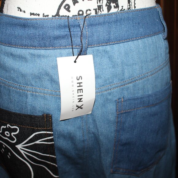 Shein X Patchwork 5 pocket Jeans Crop NWT Size M - Picture 10 of 11